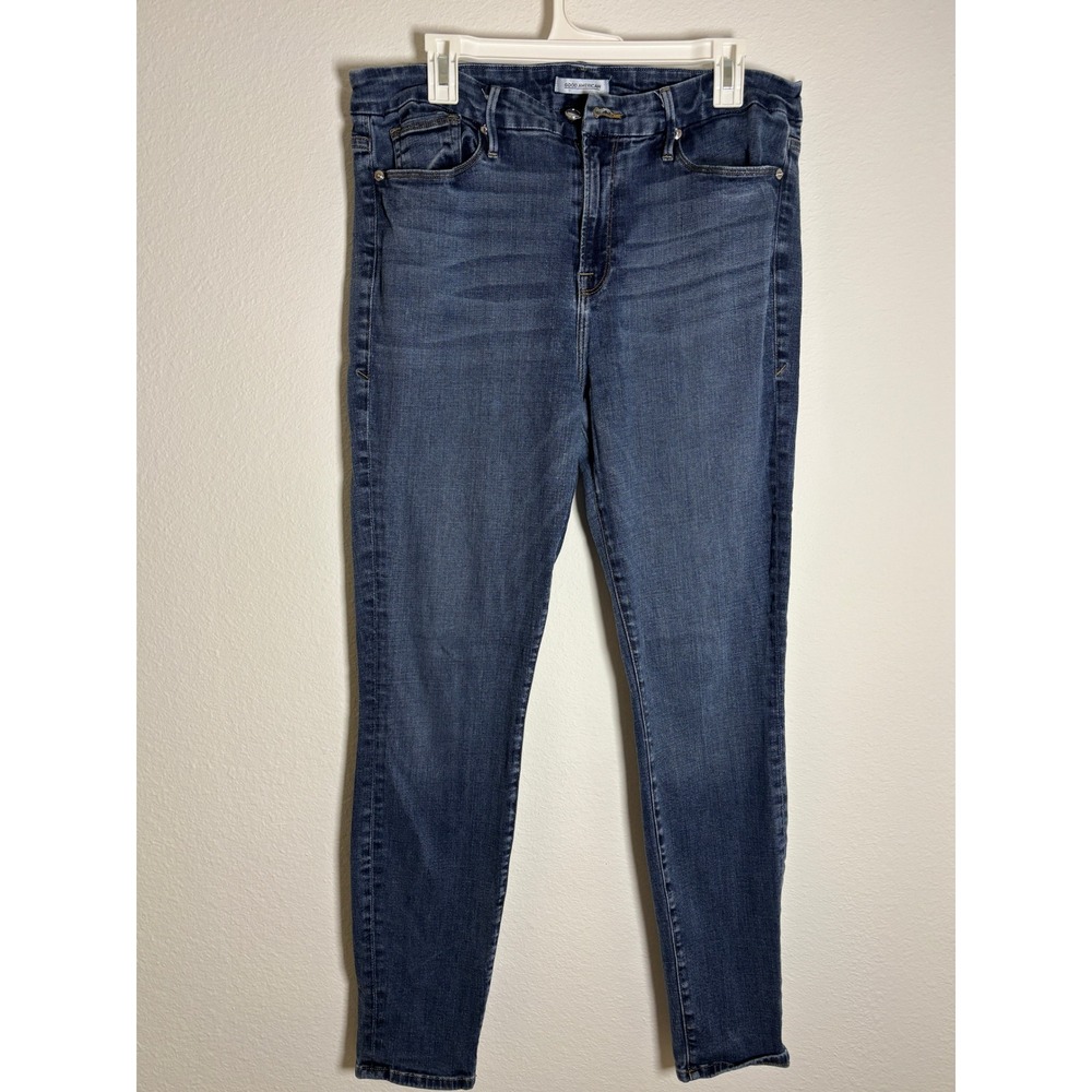 Good American Good Legs Skinny Jeans Blue High Rise Denim Womens Size 15/33